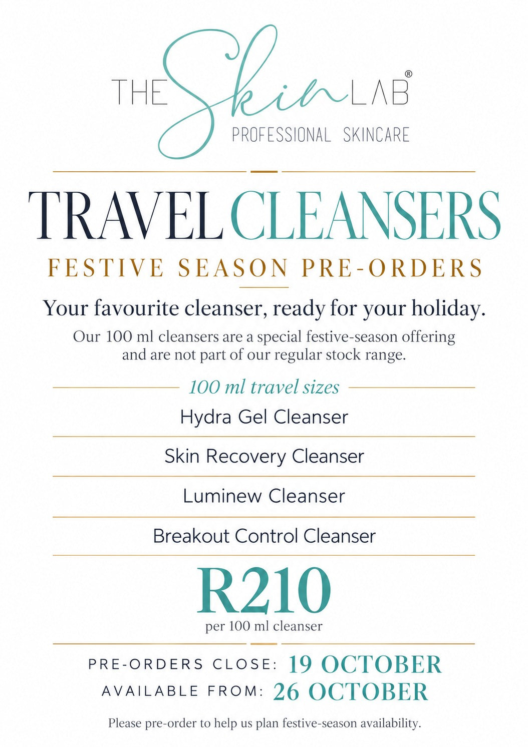 TRAVEL CLEANSERS_Festive season pre-orders 100ml